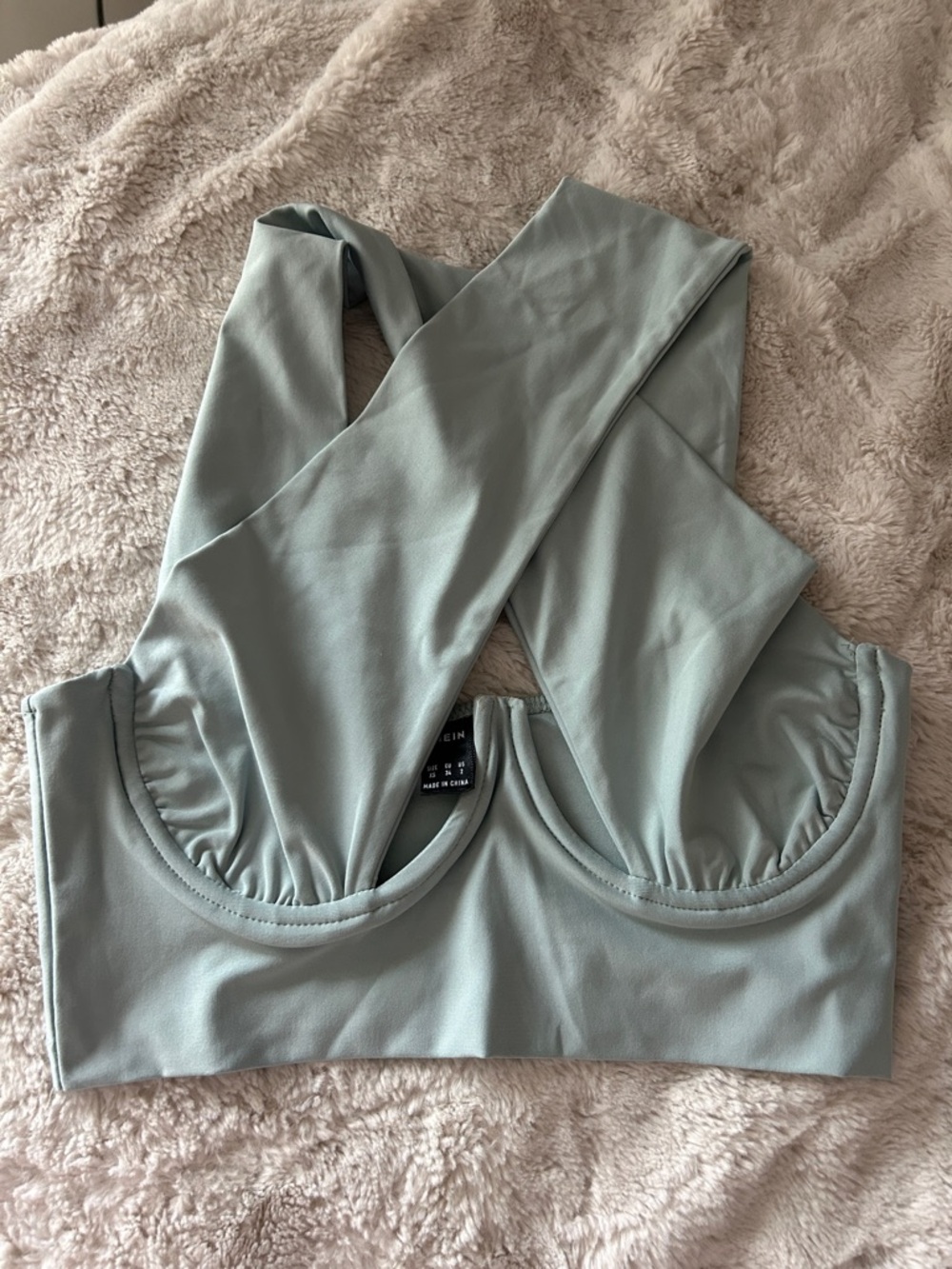 SHEIN Sage Green Cross Wrap Crop Top